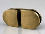 Fixed Bracket - Round 180 Degree Glass to Glass - Antique Brass